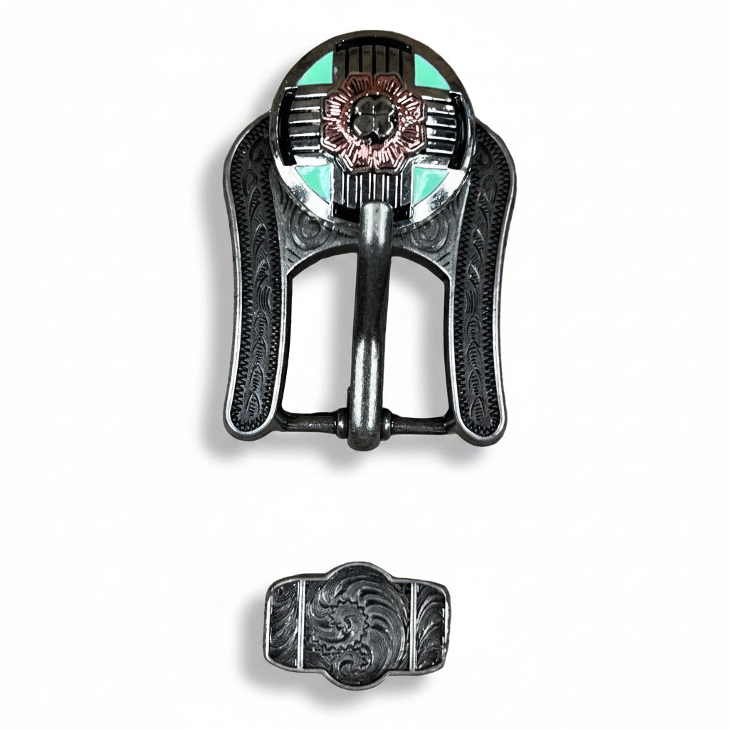 Antique Silver with Copper Flower Western Concho W190 — view 7