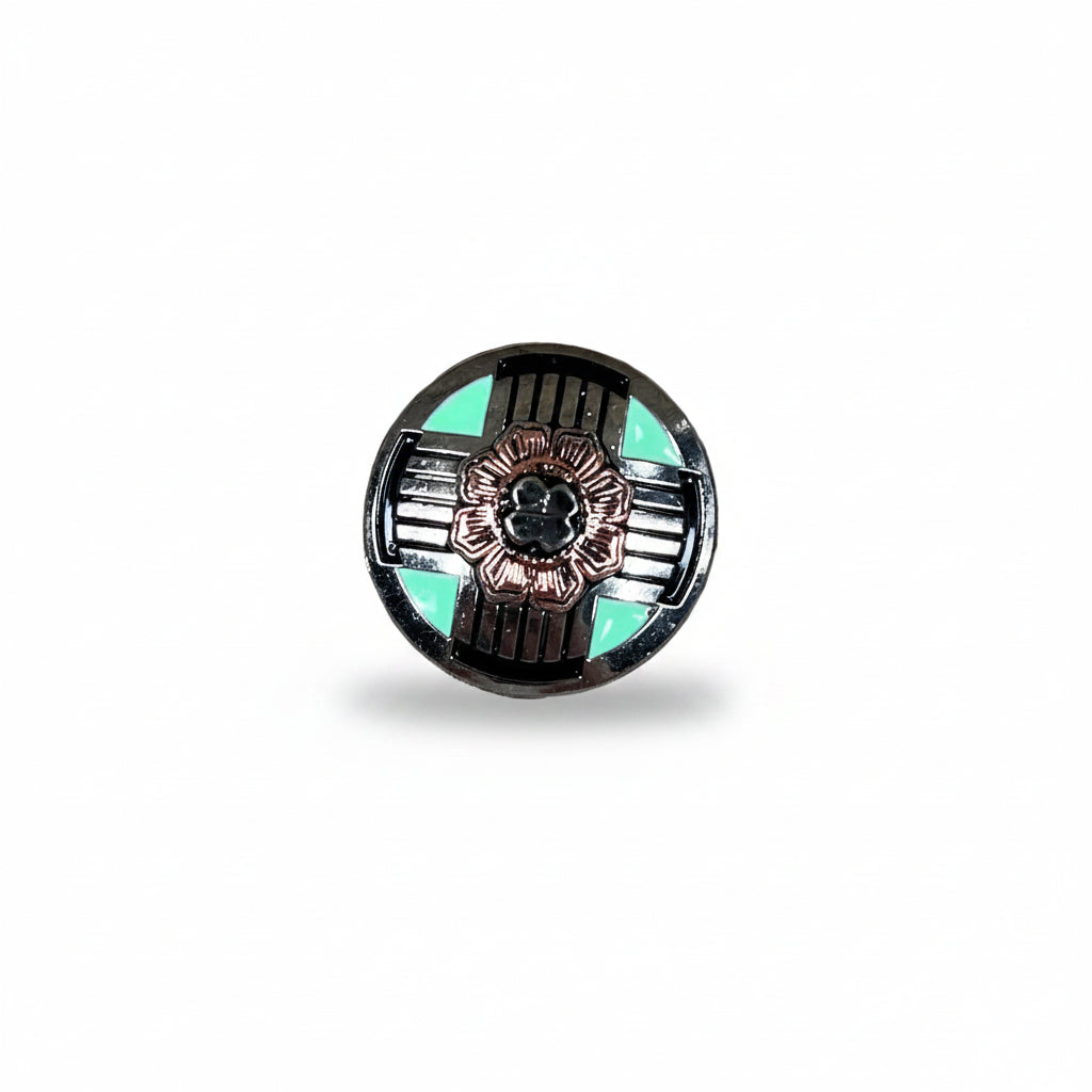 Antique Silver with Copper Flower Western Concho W190 — view 3