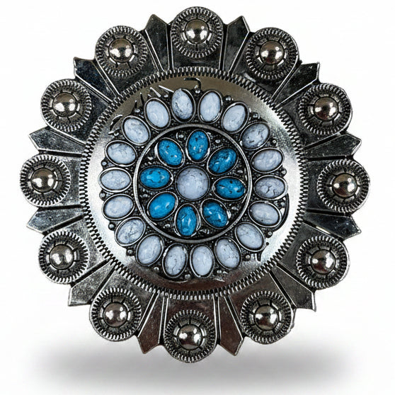 Blue and White Turquoise Western Concho W212 — view 3