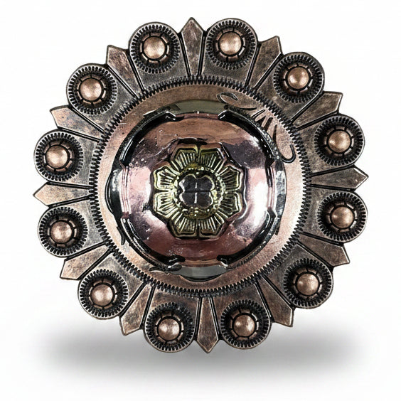 Copper & Gold Flower Western Concho W192 — view 4