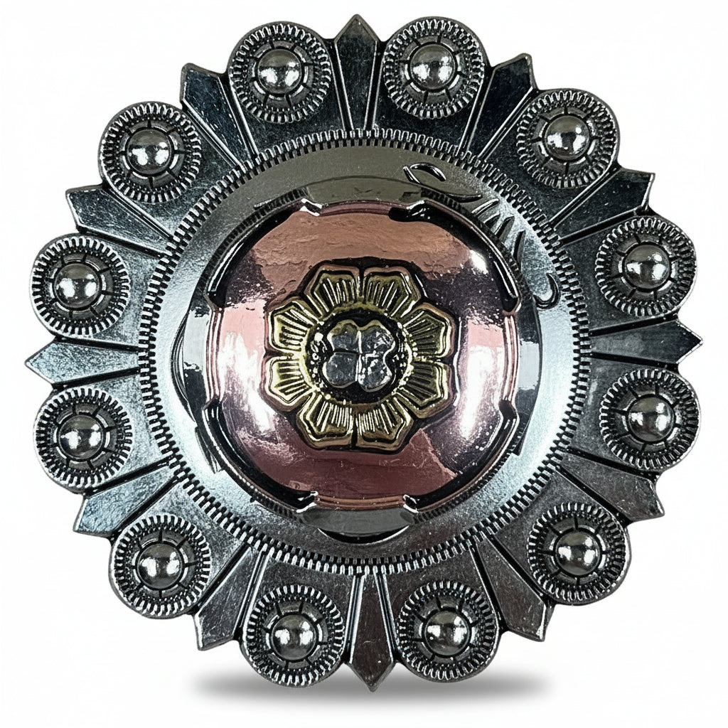 Copper & Gold Flower Western Concho W192 — view 5