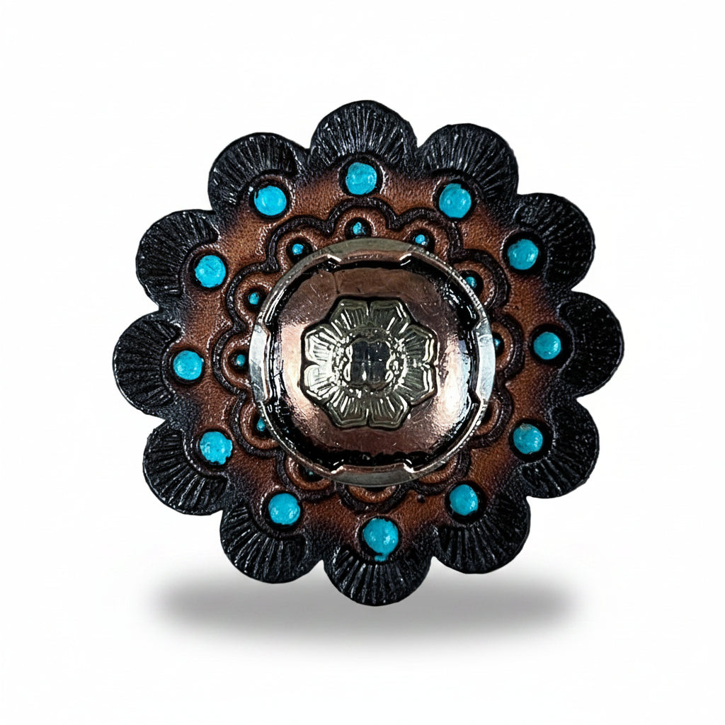 Copper & Gold Flower Western Concho W192 — view 10
