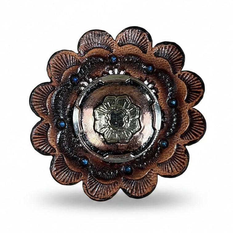 Copper & Gold Flower Western Concho W192 — view 9