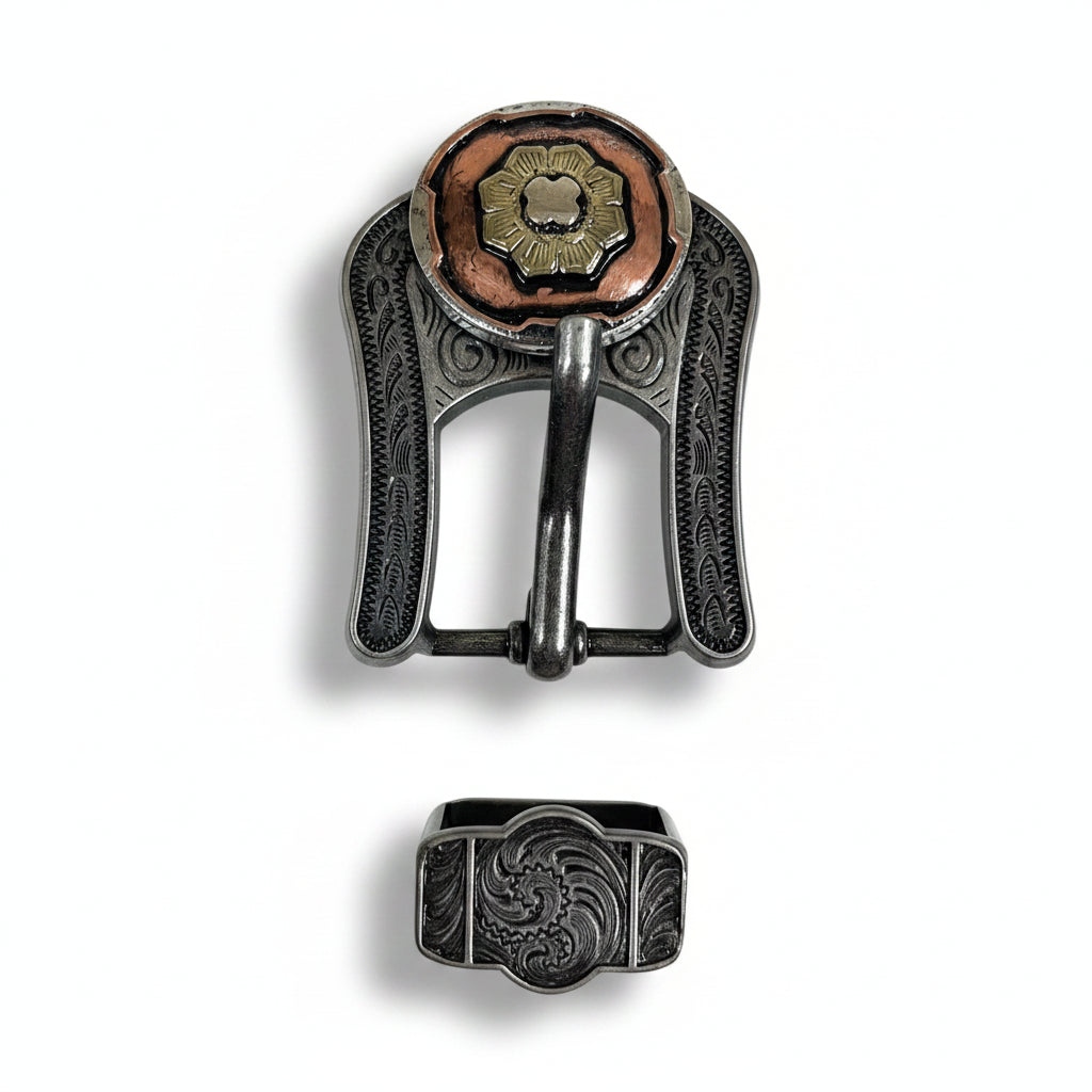 Copper & Gold Flower Western Concho W192 — view 7