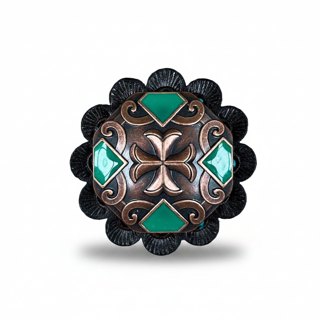 Copper Emerald Green Western Concho W209 — view 5