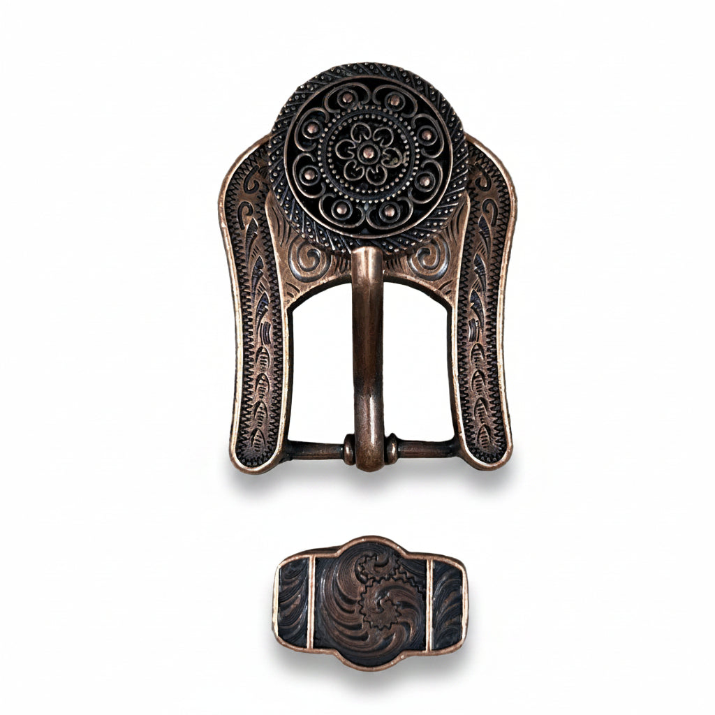 Copper Intricate Engraved Western Concho W224 — view 5