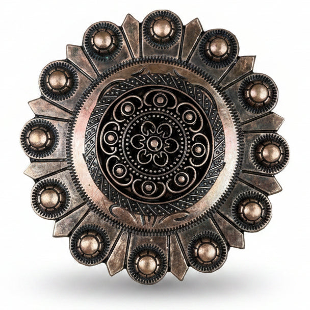 Copper Intricate Engraved Western Concho W224 — view 4