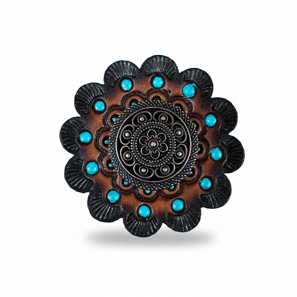 Copper Intricate Engraved Western Concho W224 — view 8