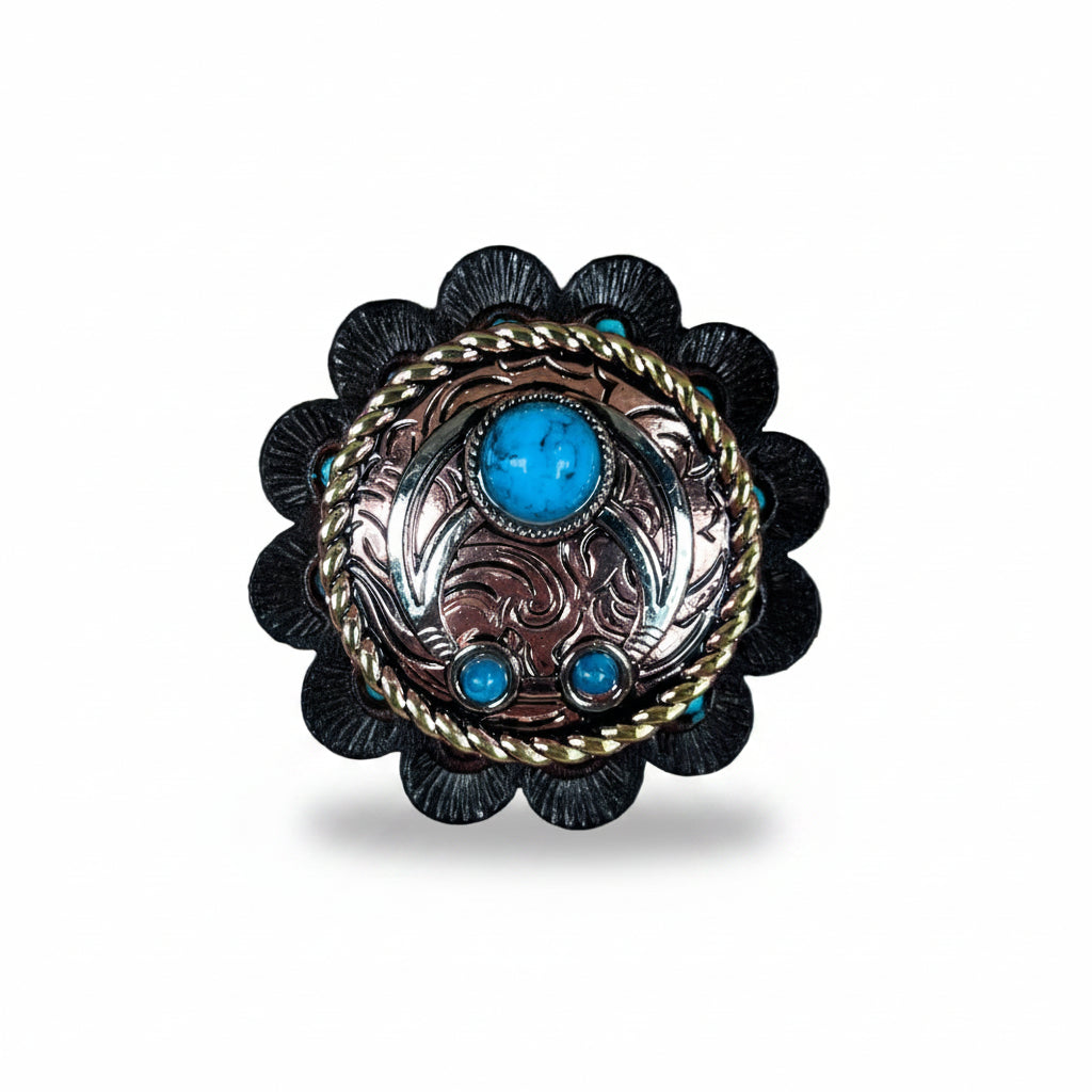 Copper Turquoise Blossom Western Concho W206 — view 6