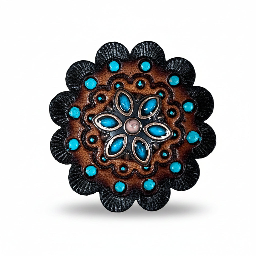 Copper Turquoise Flower Western Concho W207 — view 8