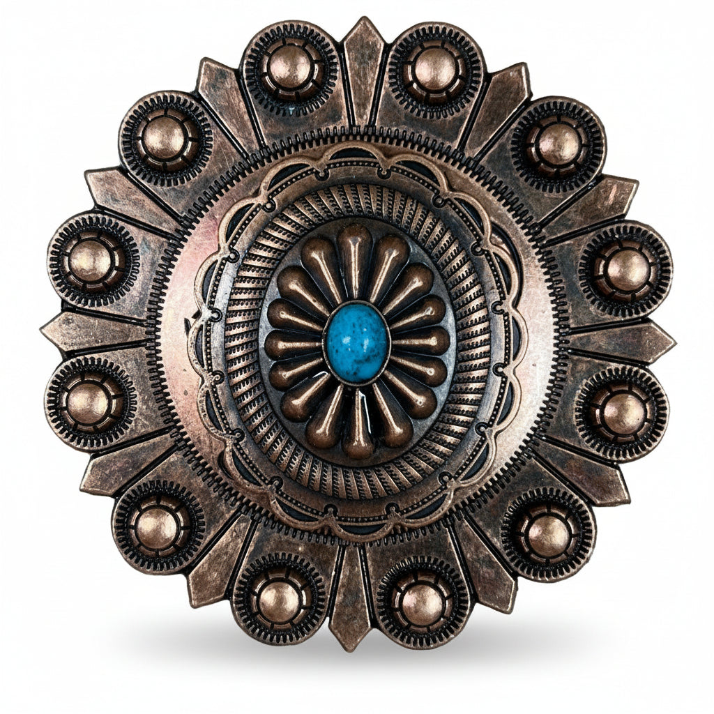Copper Turquoise Oval Western Concho W179 — view 4