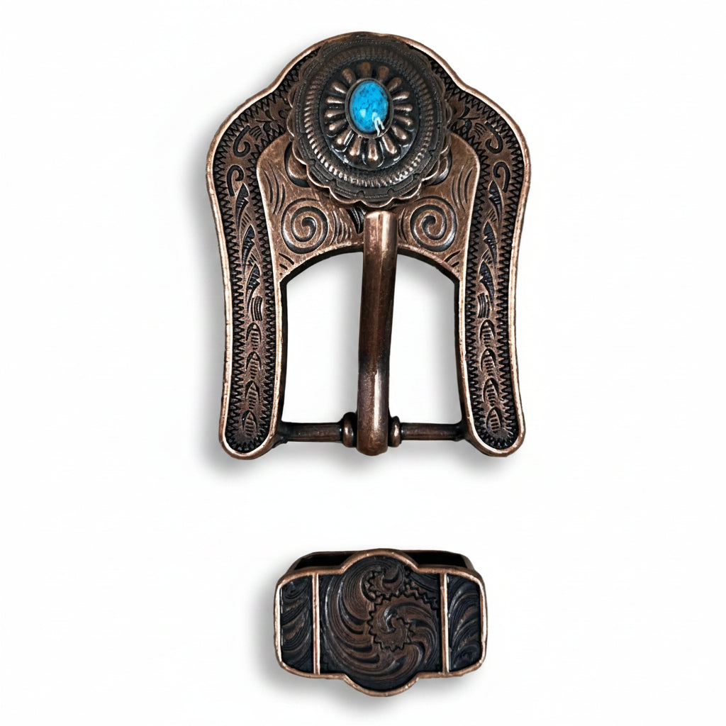 Copper Turquoise Oval Western Concho W179 — view 5