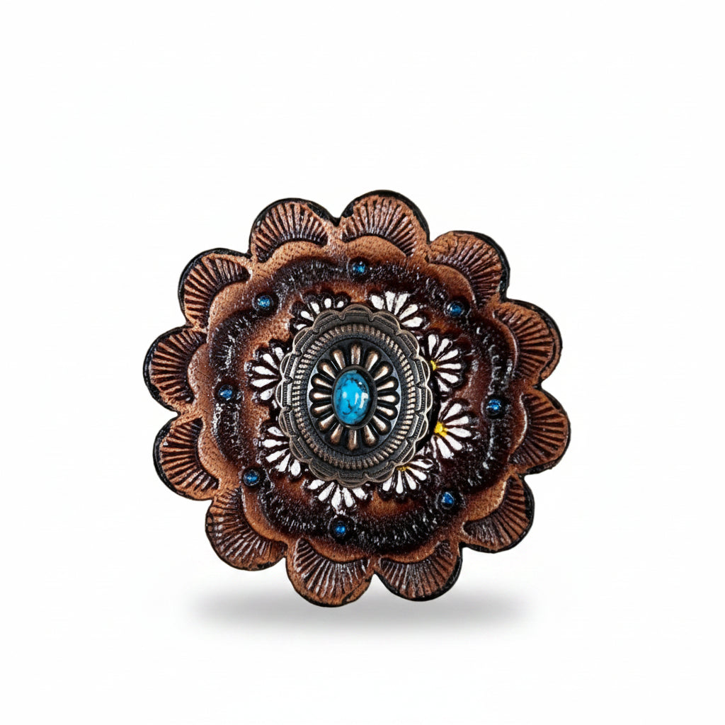 Copper Turquoise Oval Western Concho W179 — view 7