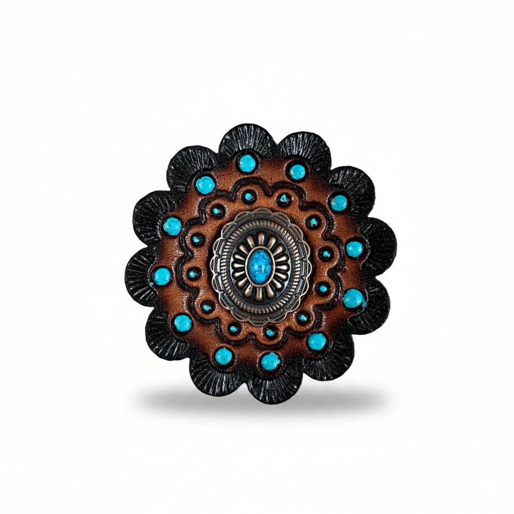 Copper Turquoise Oval Western Concho W179 — view 8
