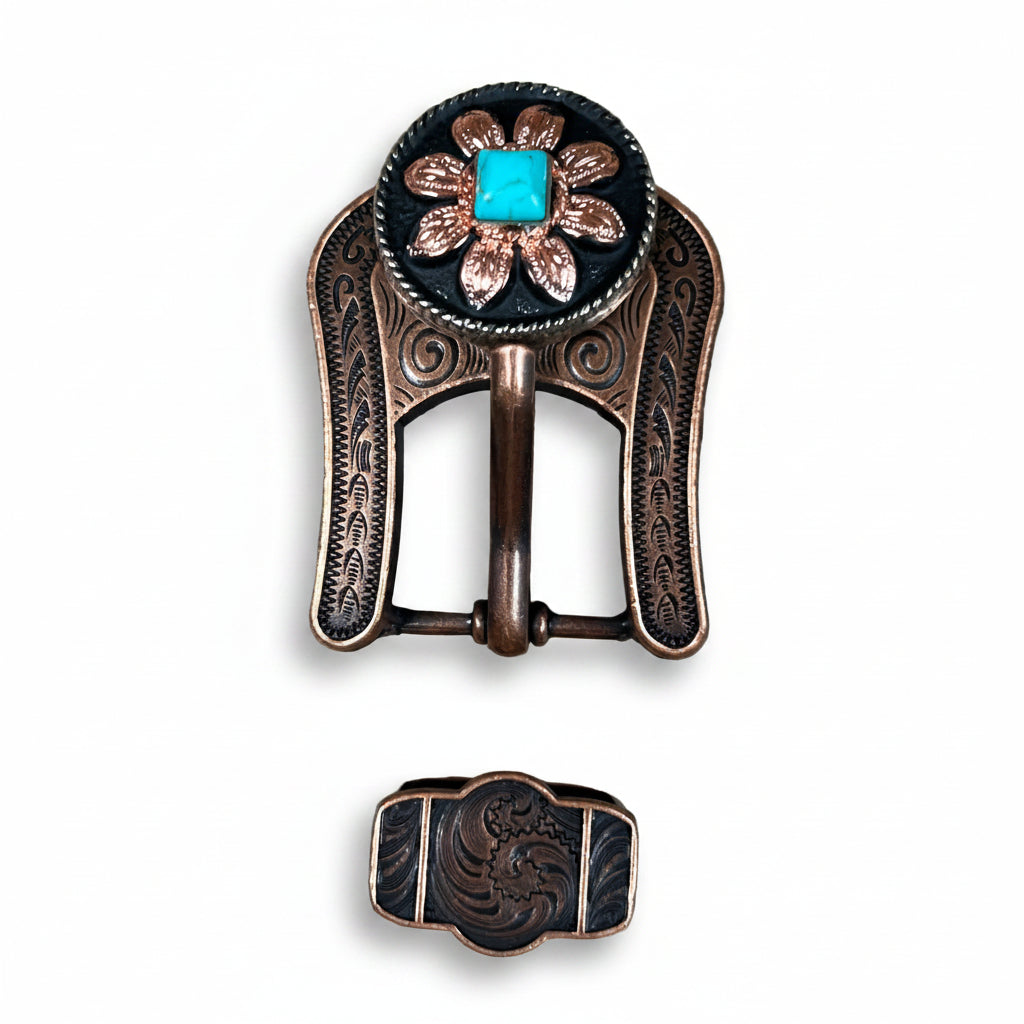 Copper Turquoise Sunflower Western Concho W188 — view 6