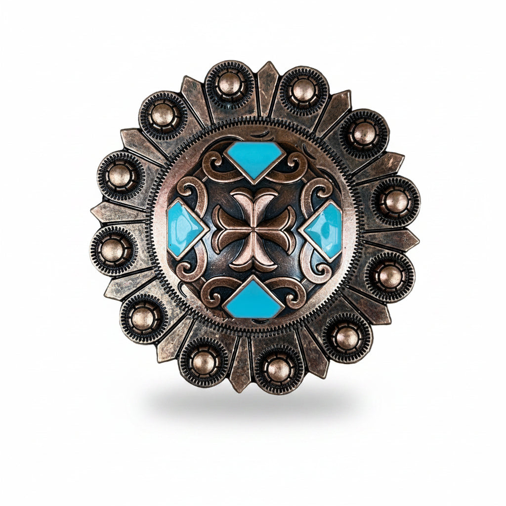 Copper Turquoise Western Concho W104 — view 3
