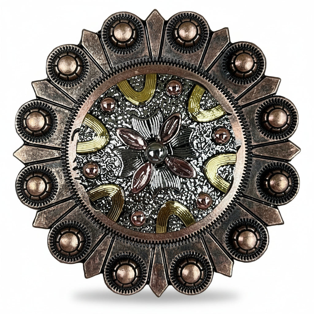 Floral Dots Antique Silver Western Concho W147 — view 4