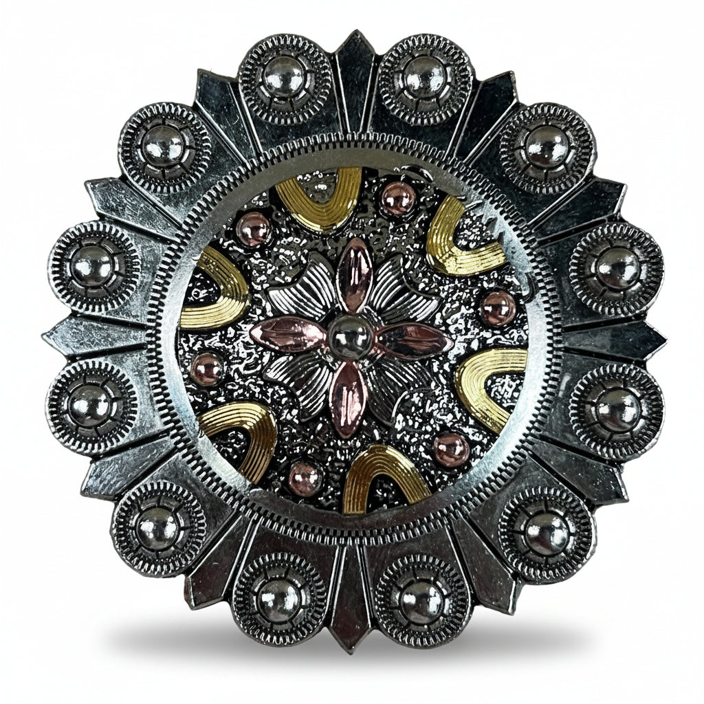 Floral Dots Antique Silver Western Concho W147 — view 5