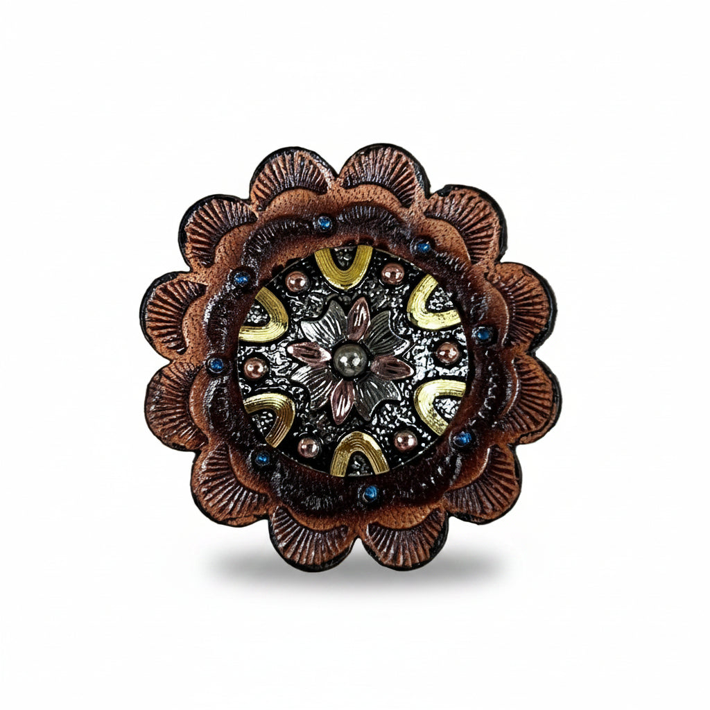 Floral Dots Antique Silver Western Concho W147 — view 9