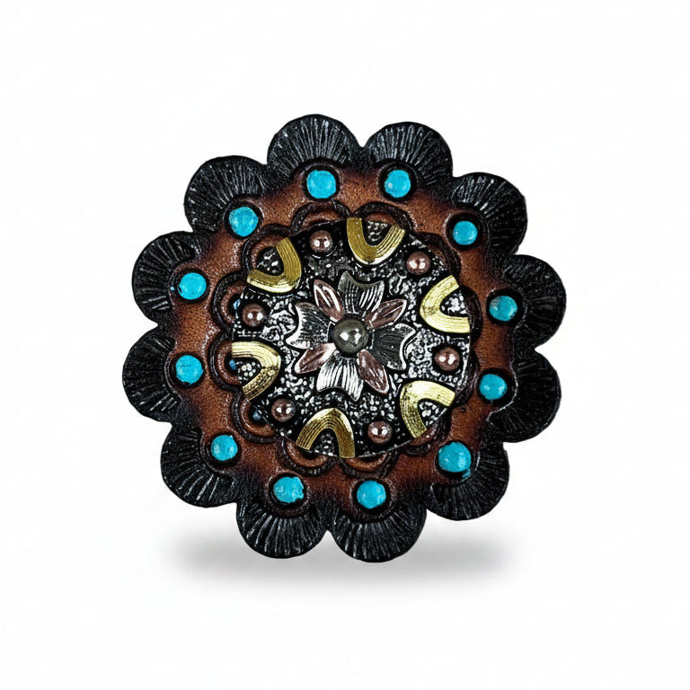 Floral Dots Antique Silver Western Concho W147 — view 10