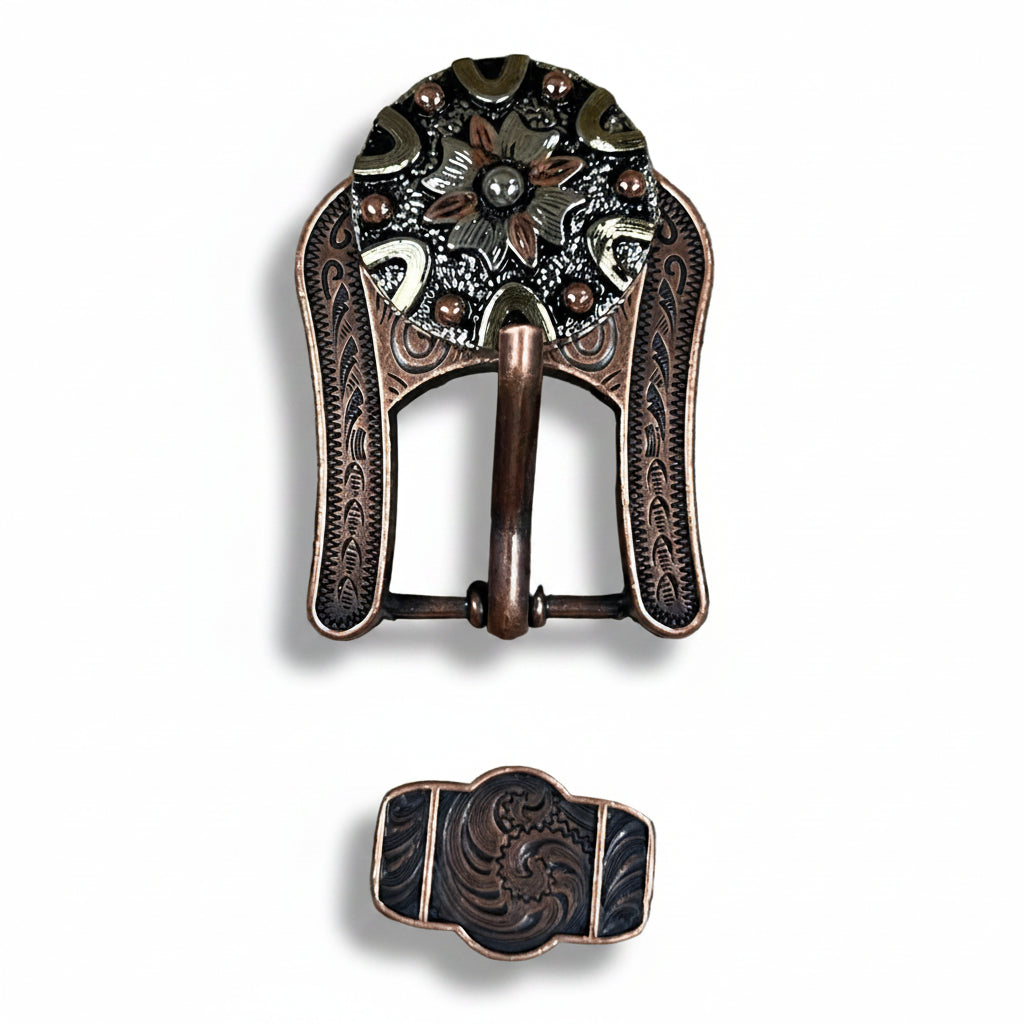 Floral Dots Antique Silver Western Concho W147 — view 6