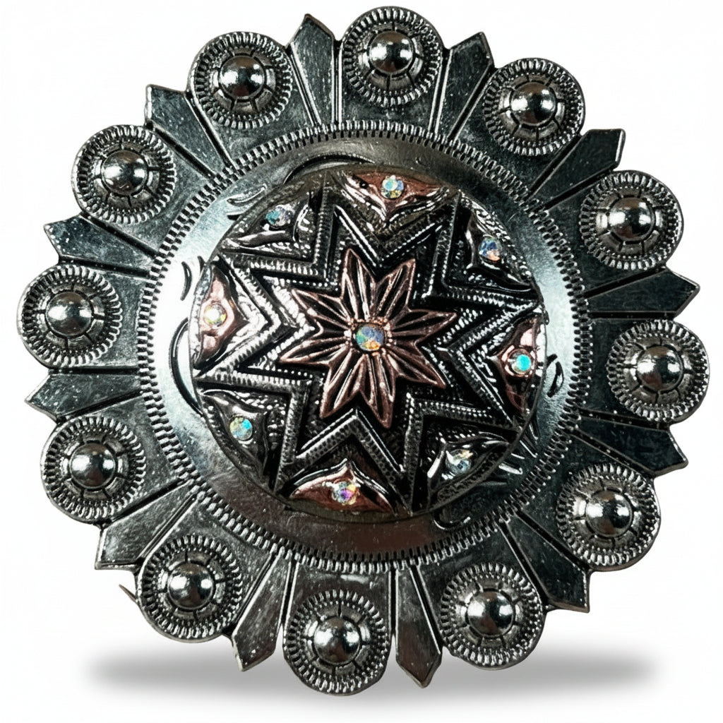 Starburst Antique Silver Western Concho W185 — view 5