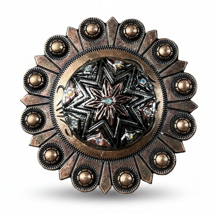 Starburst Antique Silver Western Concho W185 — view 4