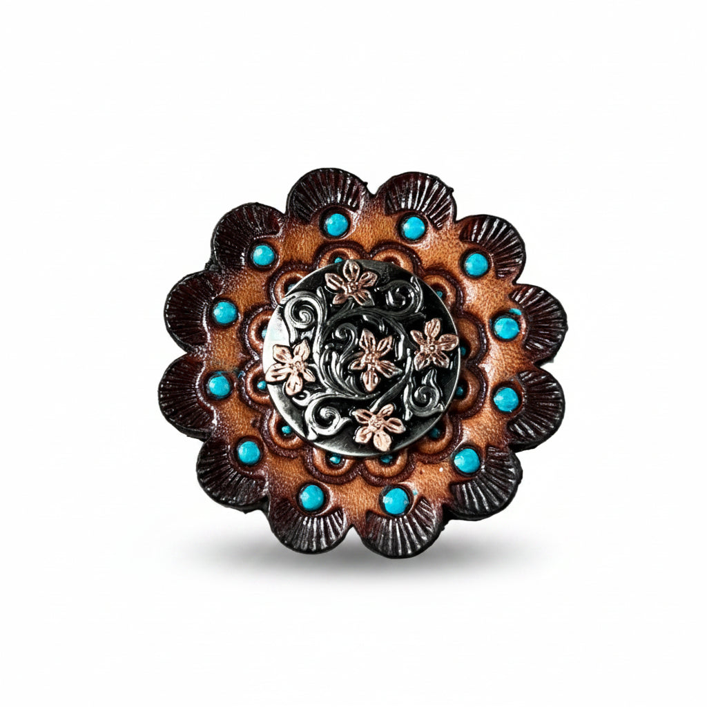 Silver - Copper Floral Western Concho W200 — view 9