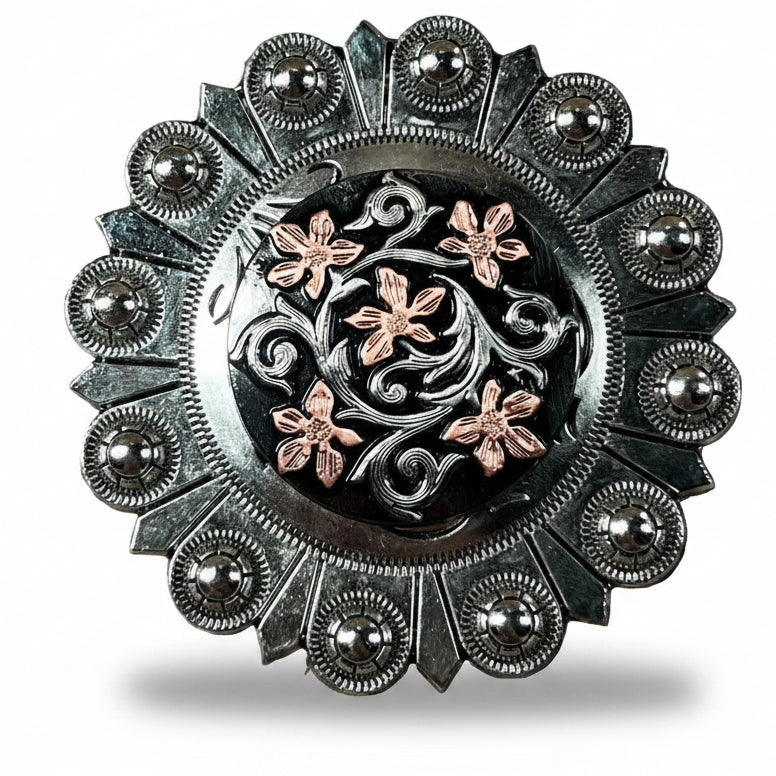 Silver - Copper Floral Western Concho W200 — view 5