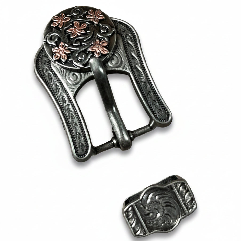 Silver - Copper Floral Western Concho W200 — view 7