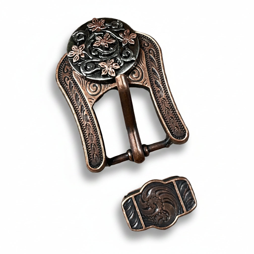 Silver - Copper Floral Western Concho W200 — view 6