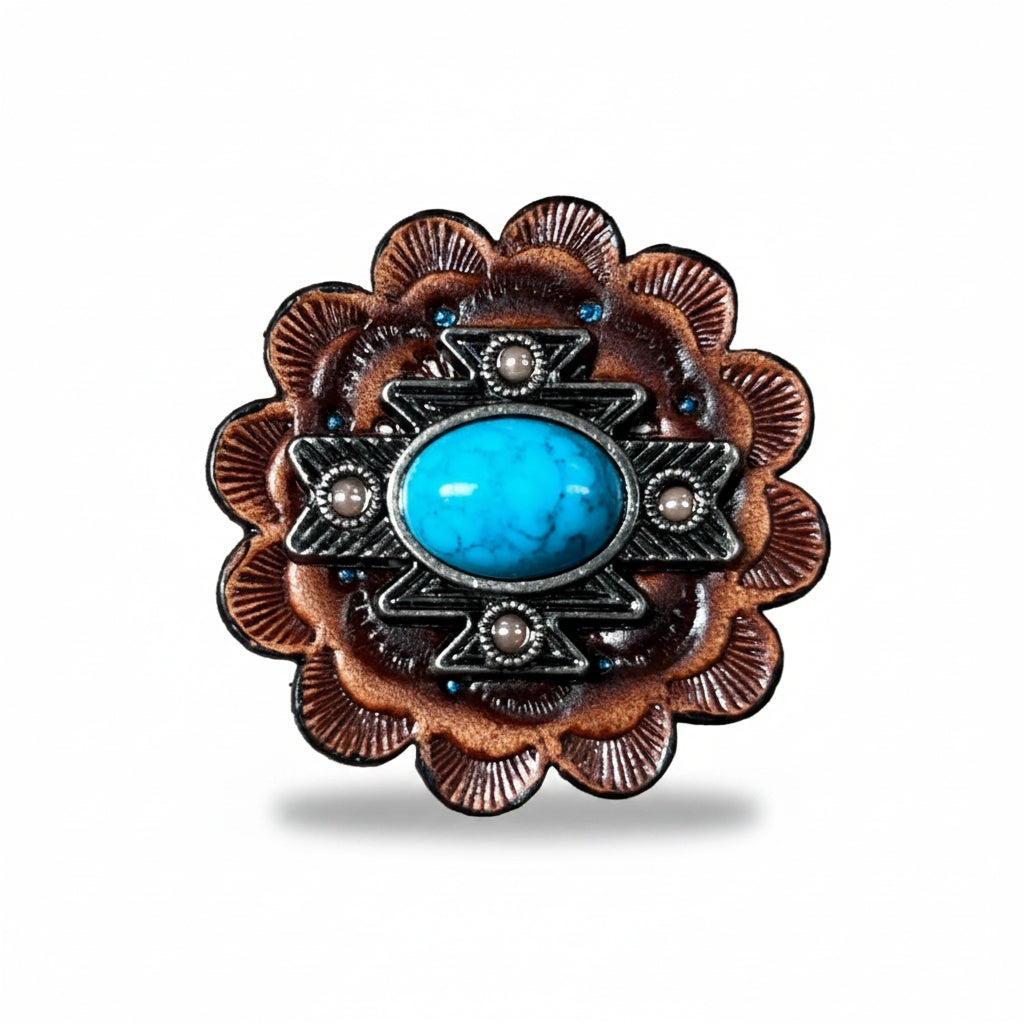 South West Turquoise Western Concho W204 — view 5