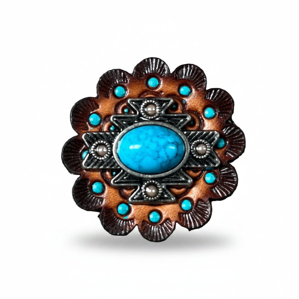 South West Turquoise Western Concho W204 — view 6