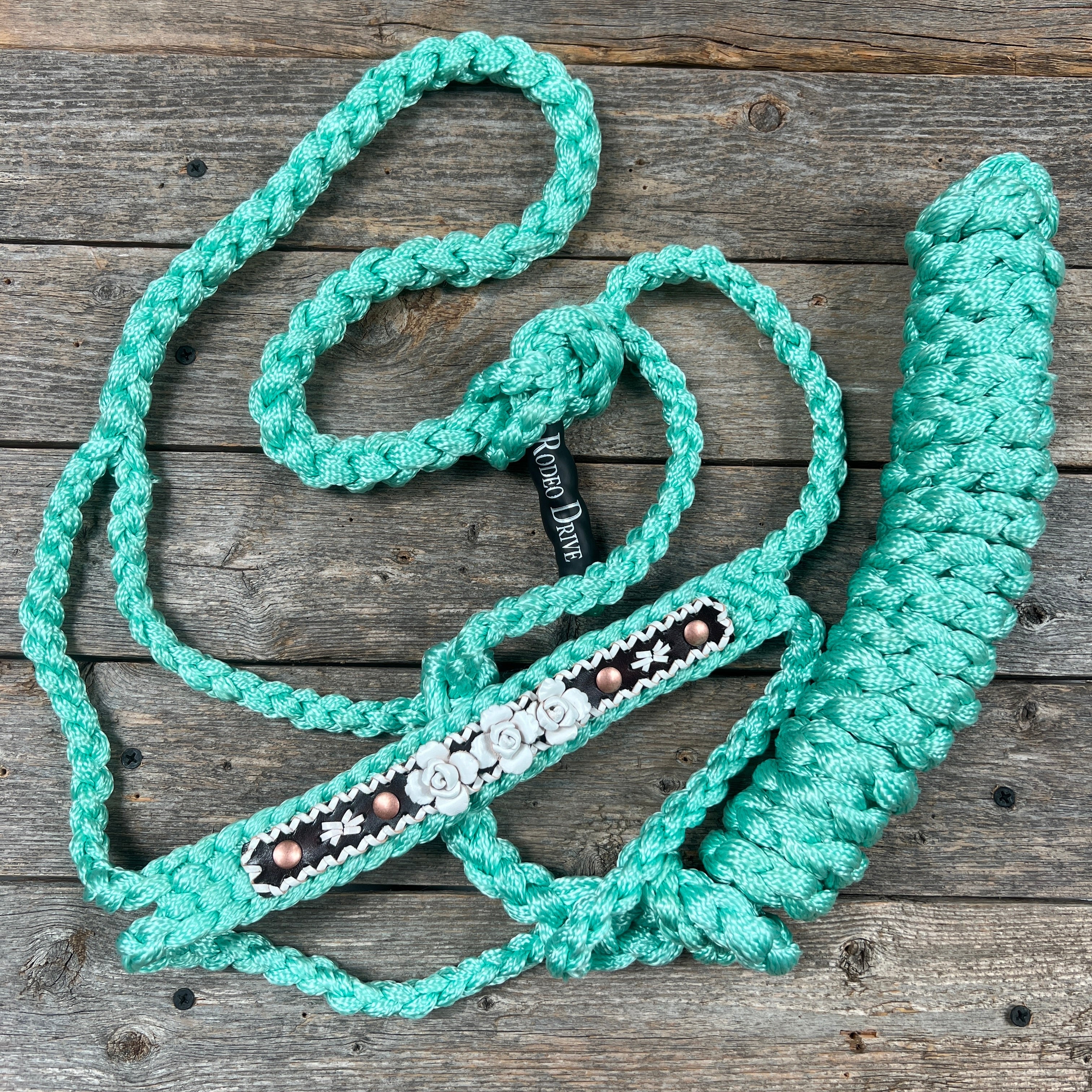 Rose - Turquoise Mule Tape Halter — view 6