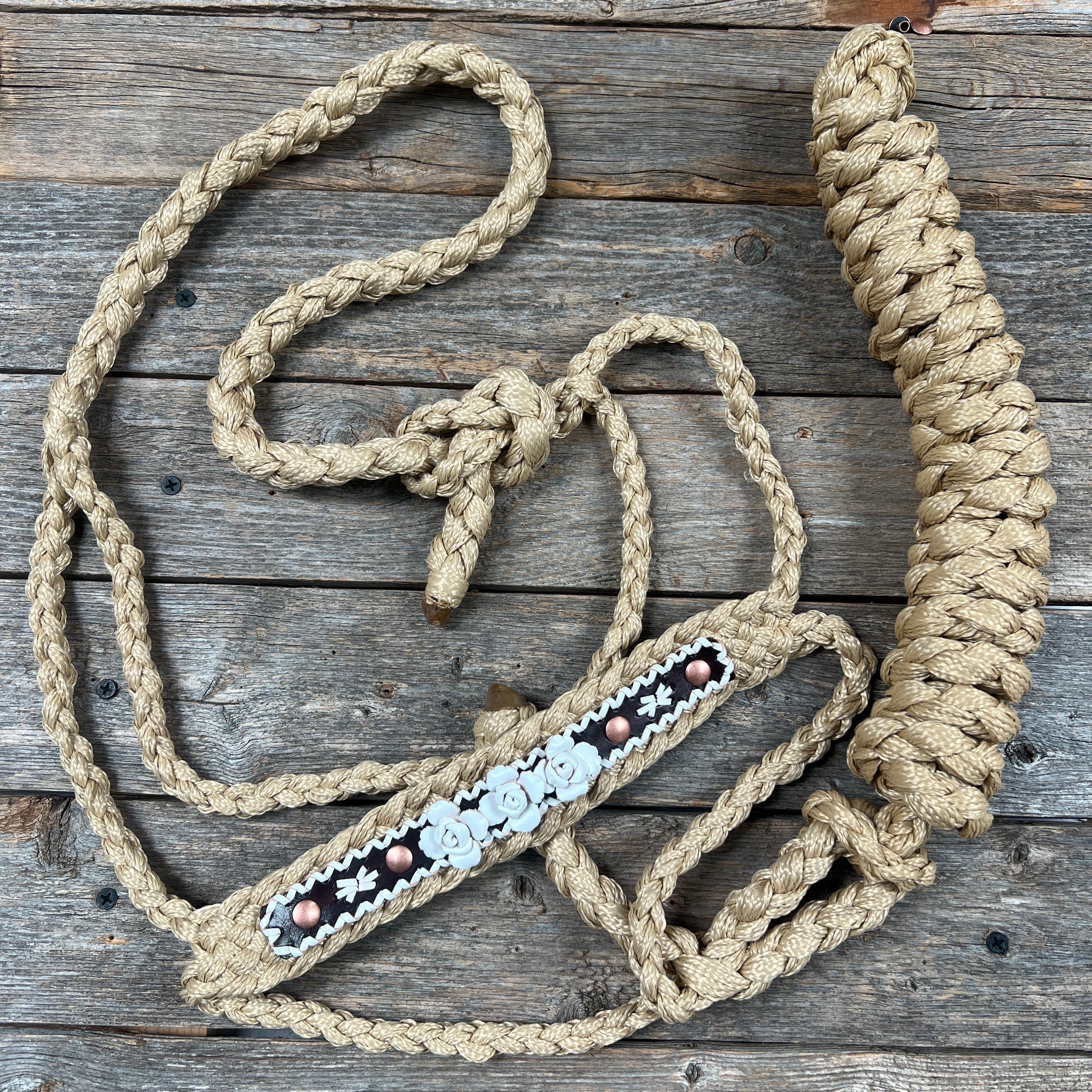 Rose - Tan Mule Tape Rose Halter — view 6