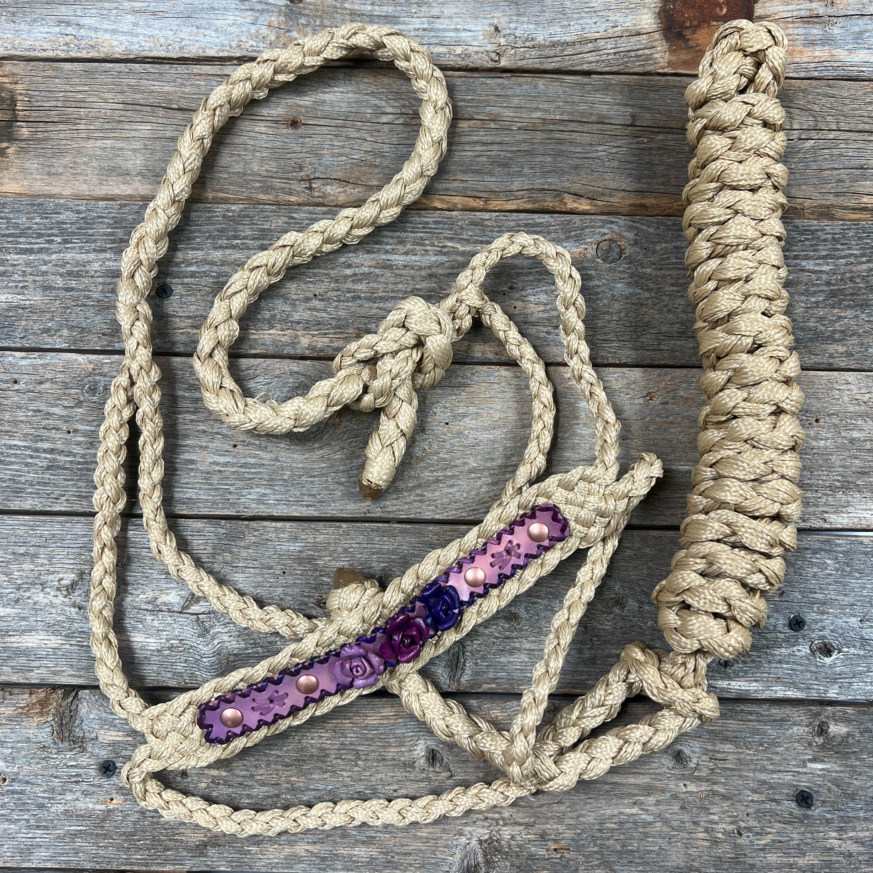 Rose - Tan Mule Tape Rose Halter — view 4