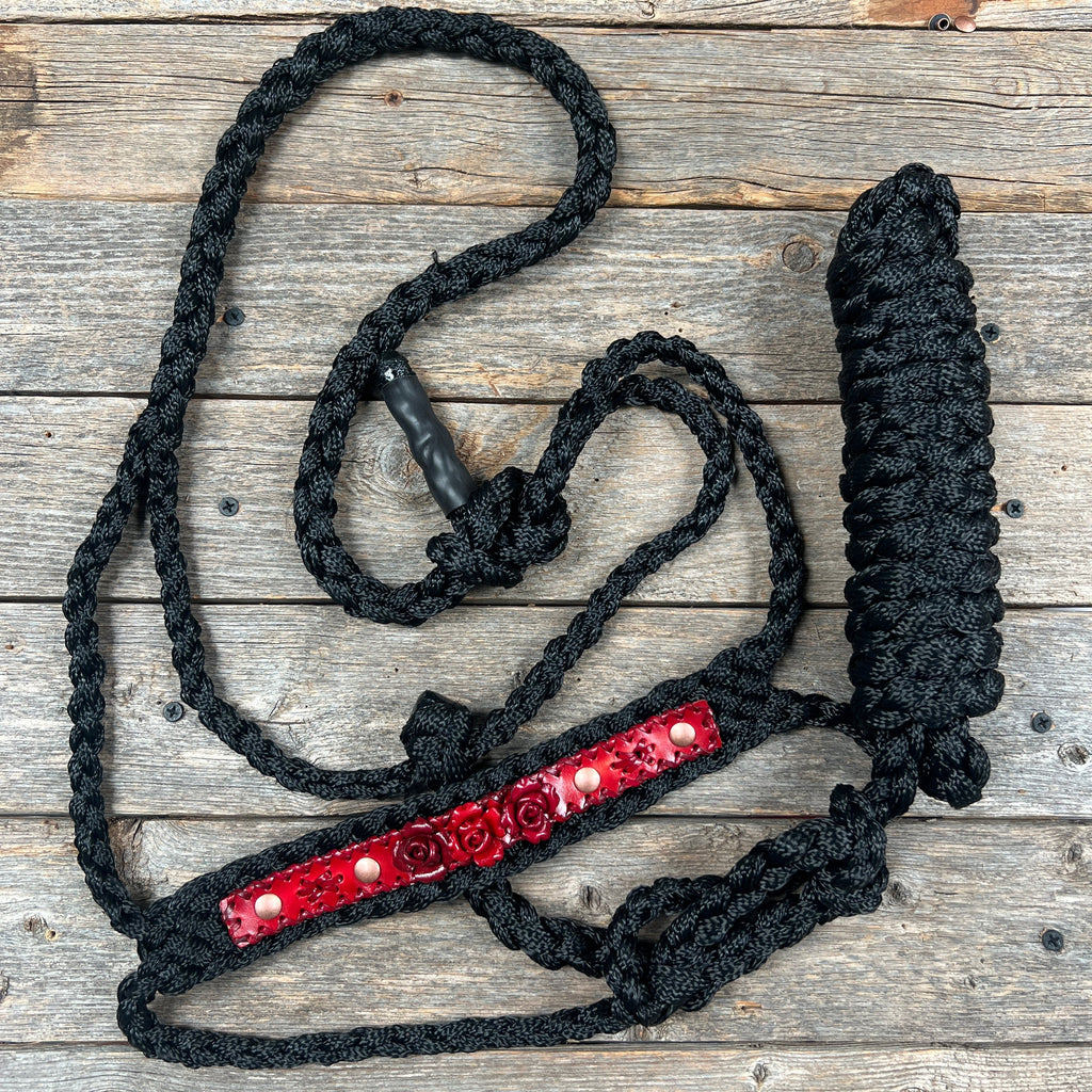 Black Mule Tape Rose Halter — view 2