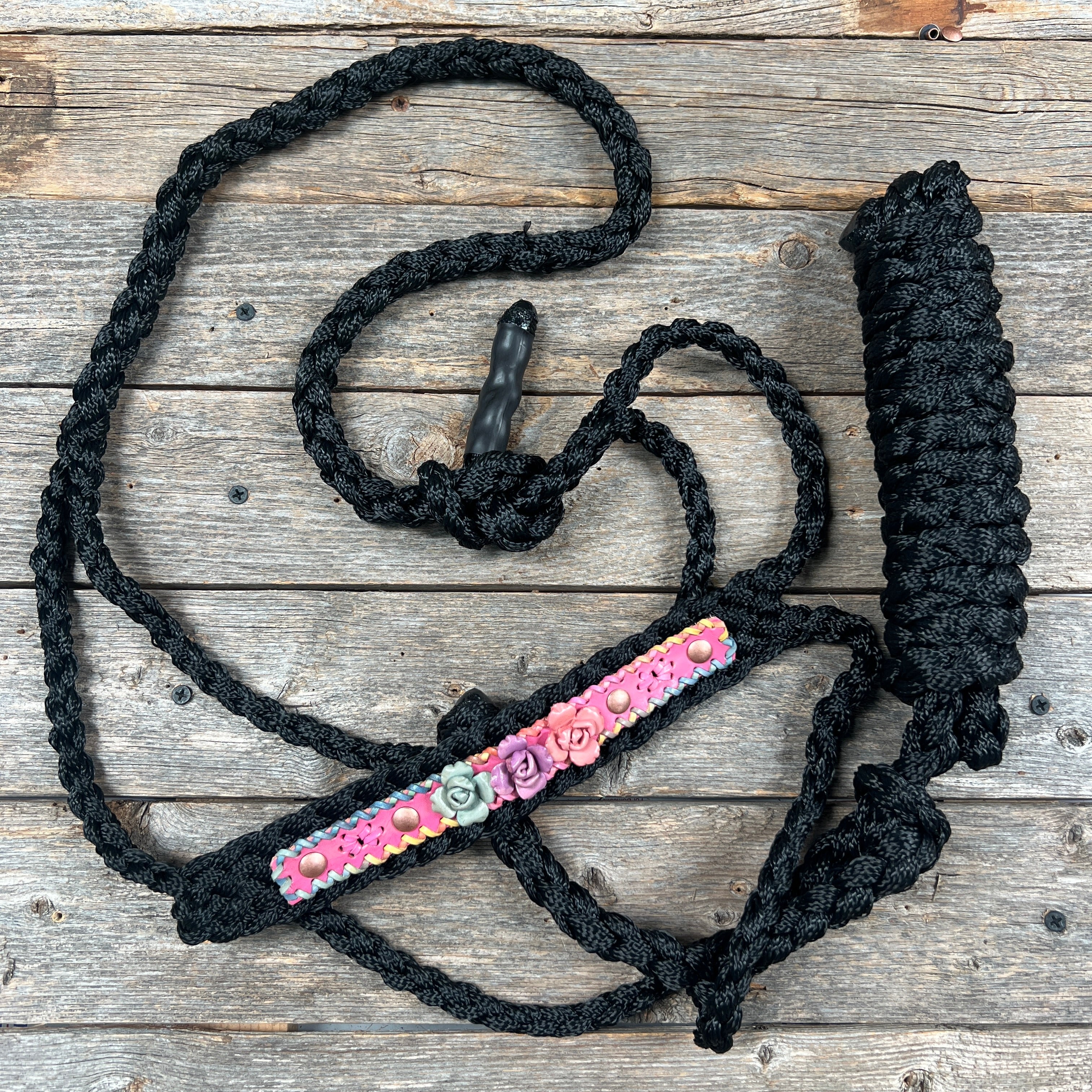Black Mule Tape Rose Halter — view 3