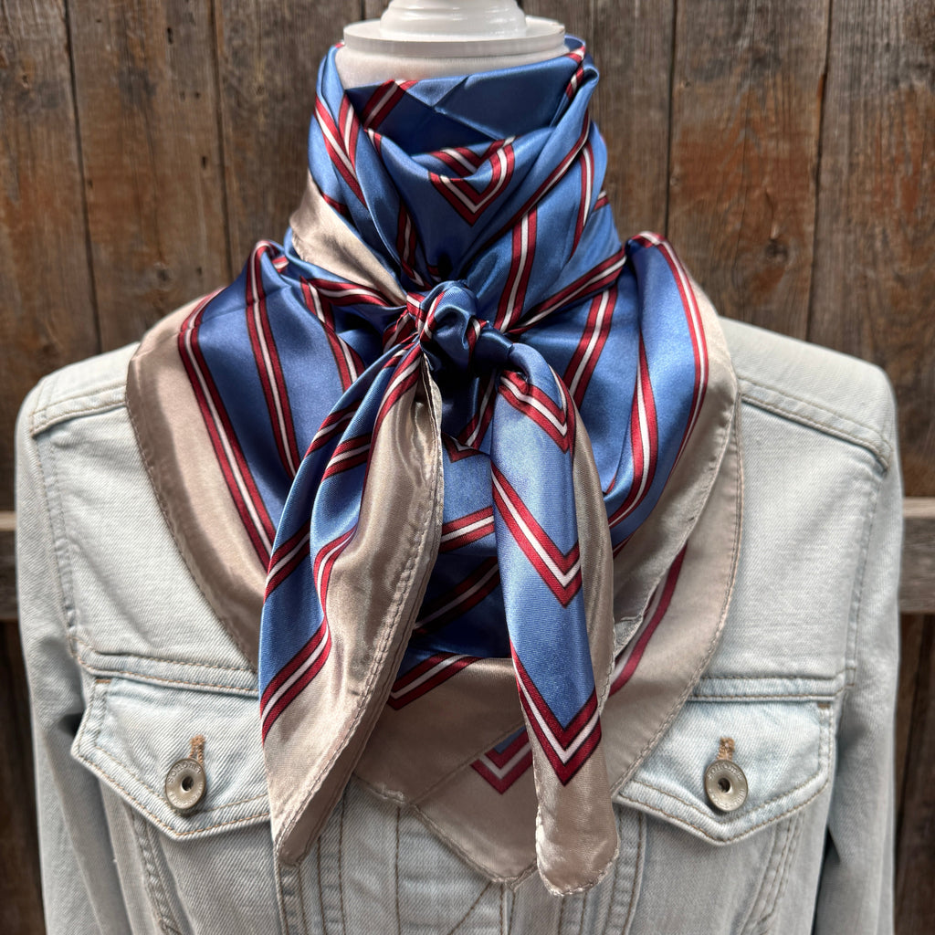 Blue and Burgundy Stripes Wild Rag - Western Scarf