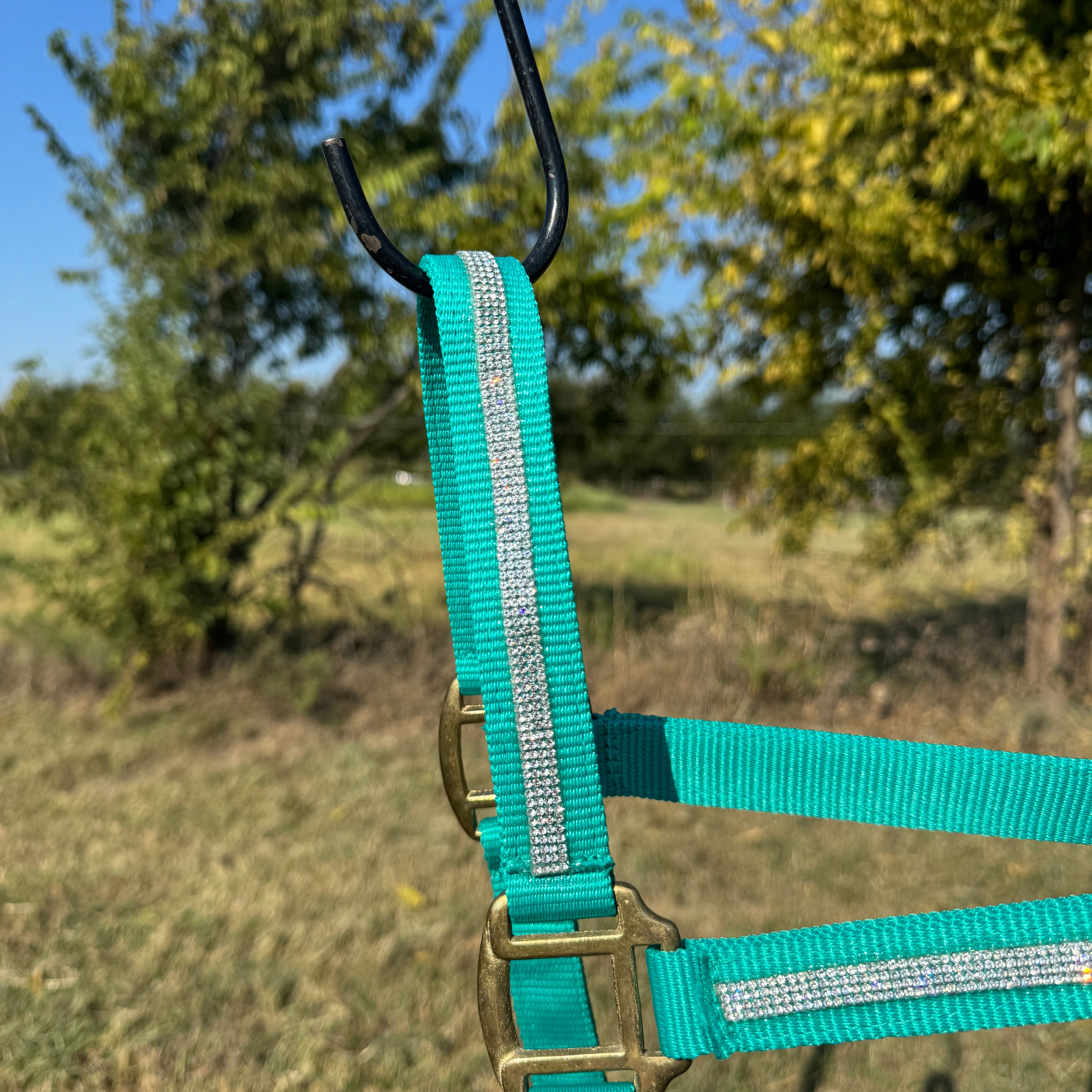 Teal Bling Nylon Horse Halter BNHTEAL — view 2