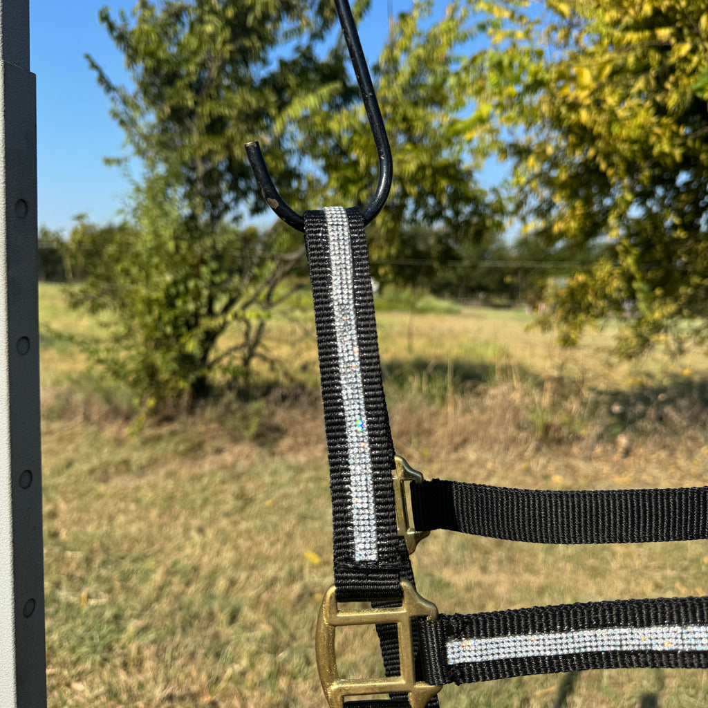 Black Bling Nylon Horse Halter BNHBLK — view 3