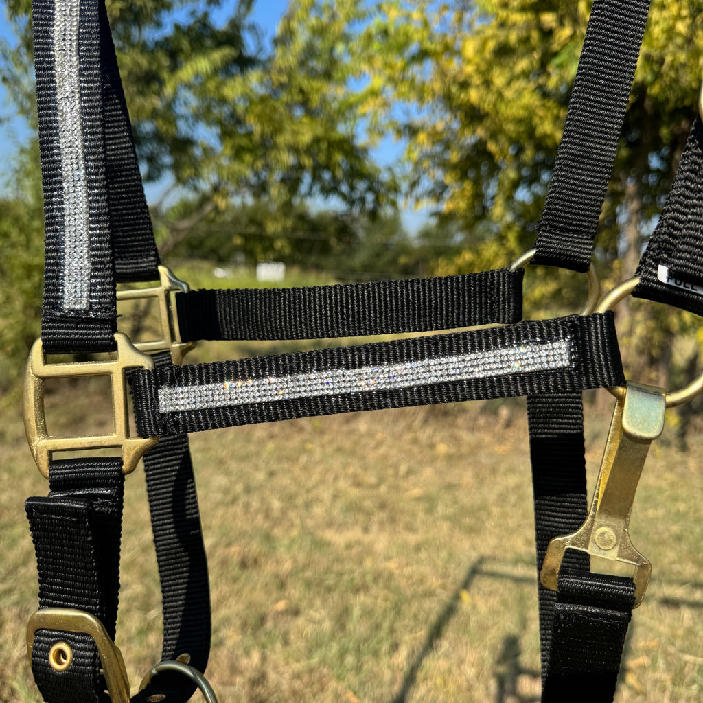 Black Bling Nylon Horse Halter BNHBLK — view 4