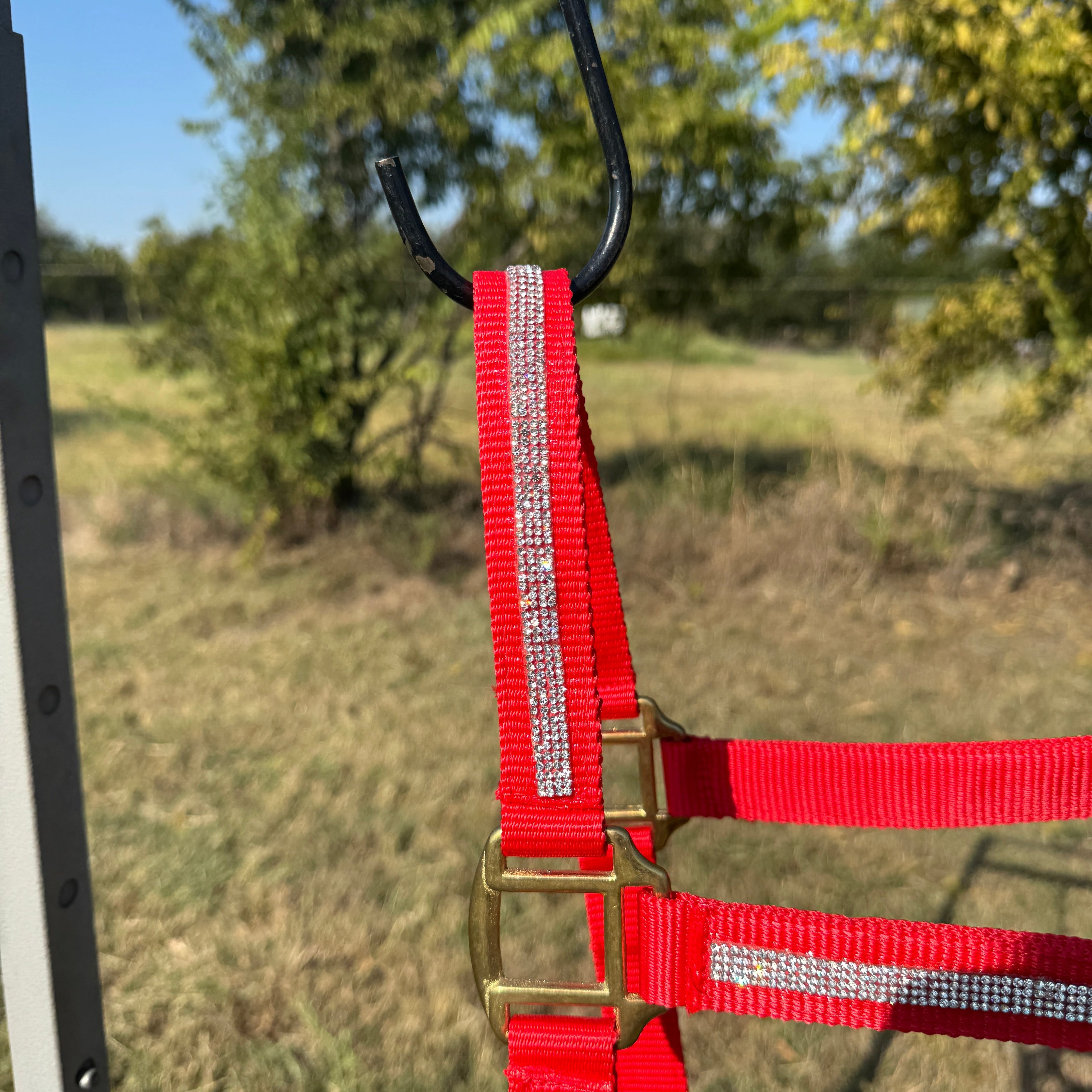 Red Bling Nylon Horse Halter BNHRED — view 3