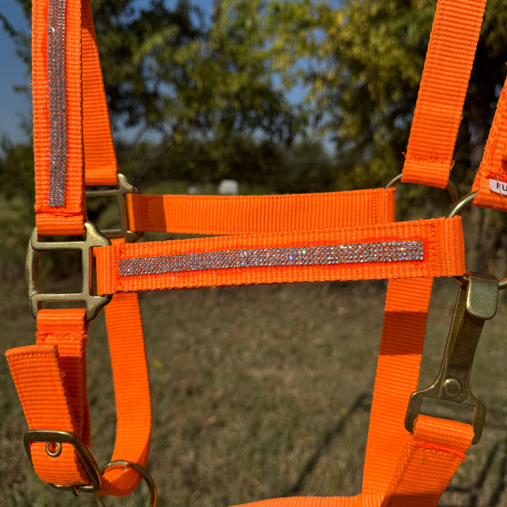 Orange Bling Nylon Horse Halter BNHORA — view 4