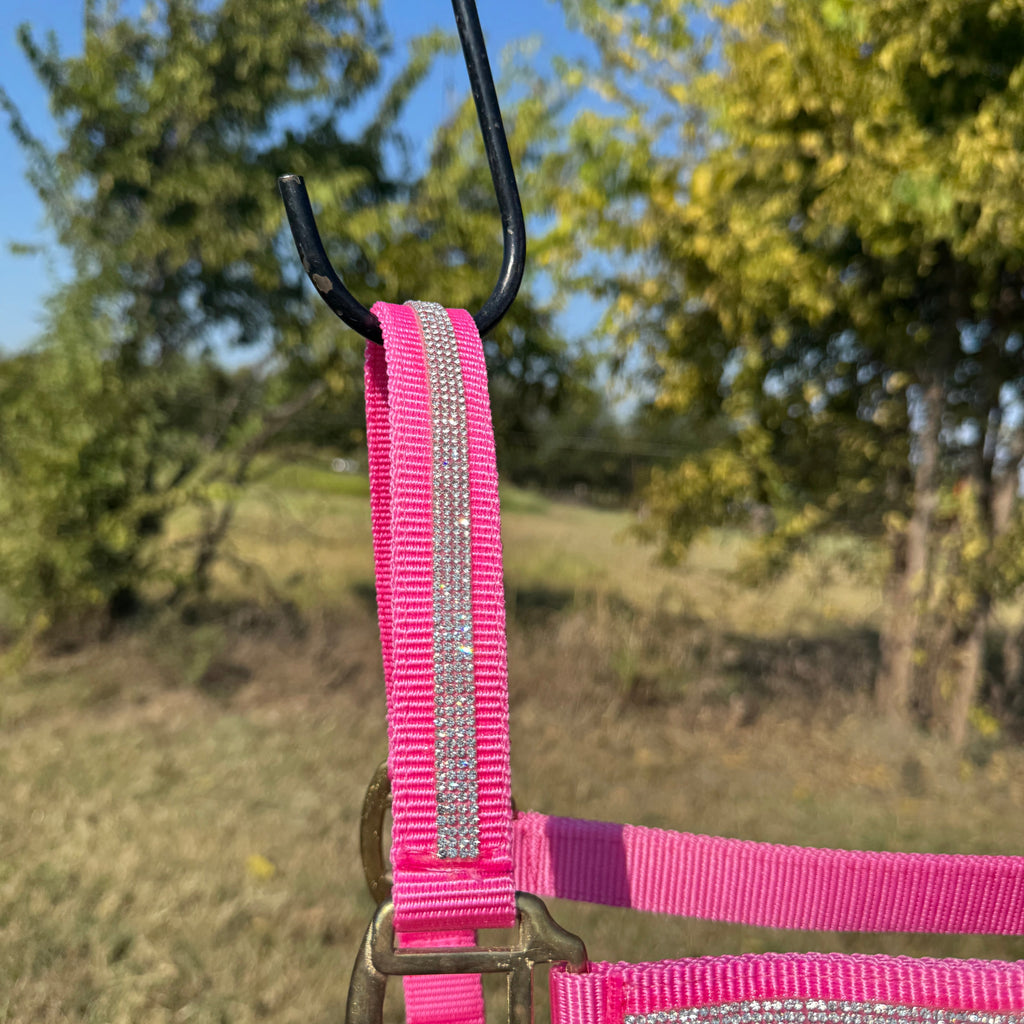 Pink Bling Nylon Horse Halter BNHPINK — view 3