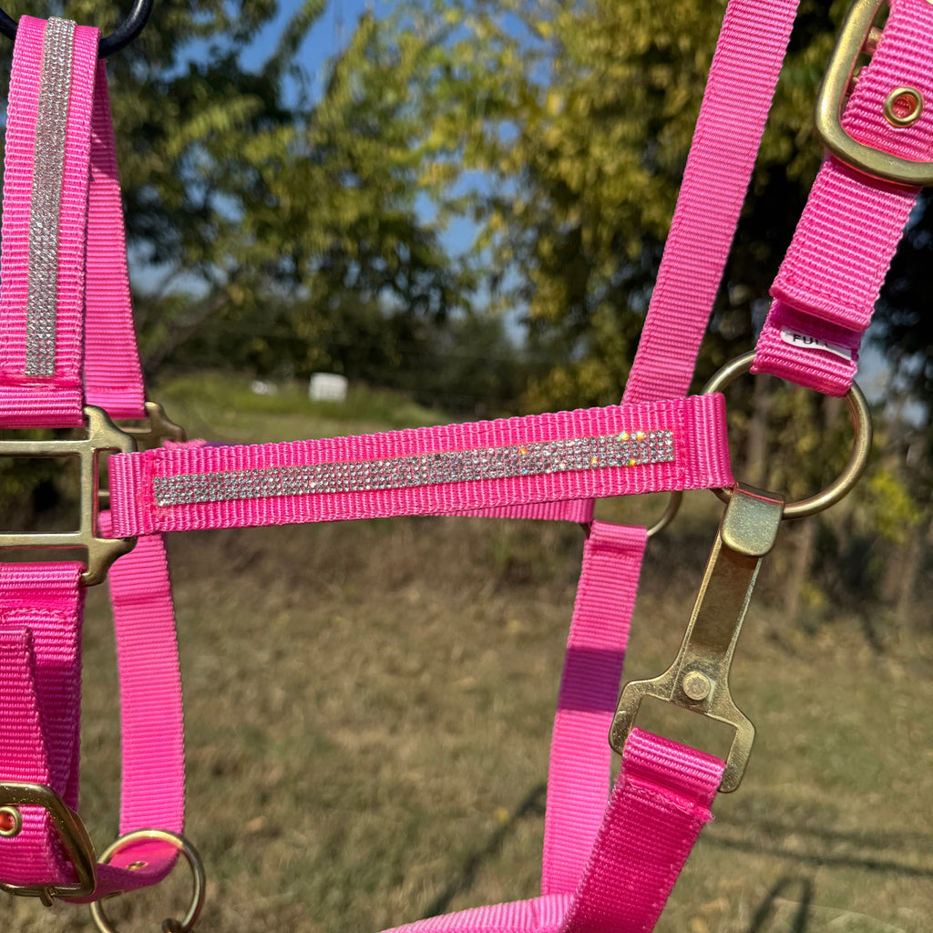 Pink Bling Nylon Horse Halter BNHPINK — view 4