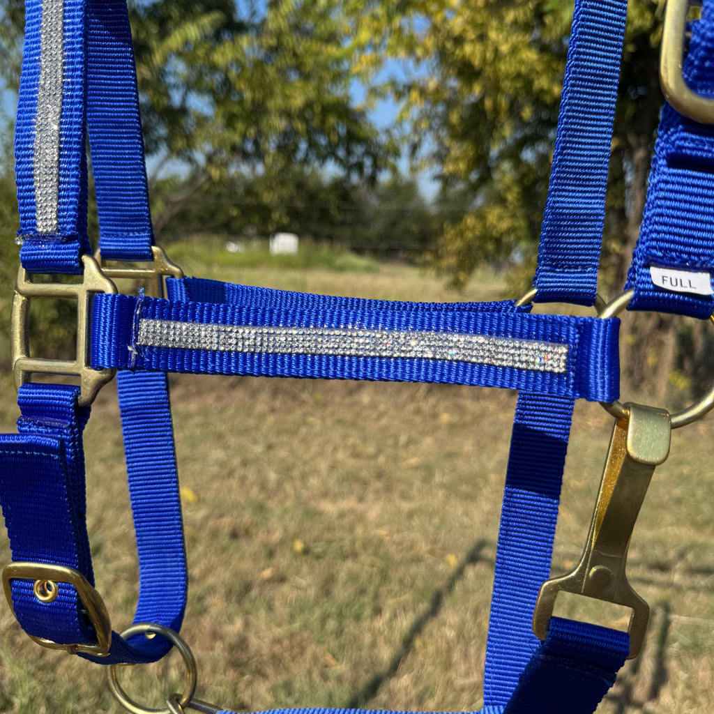 Blue Bling Nylon Horse Halter BNHBLUE — view 3