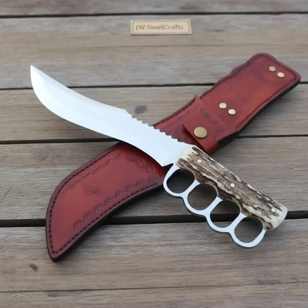 Premium Stainless Steel Hunting Knife with Stag Horn Handle
