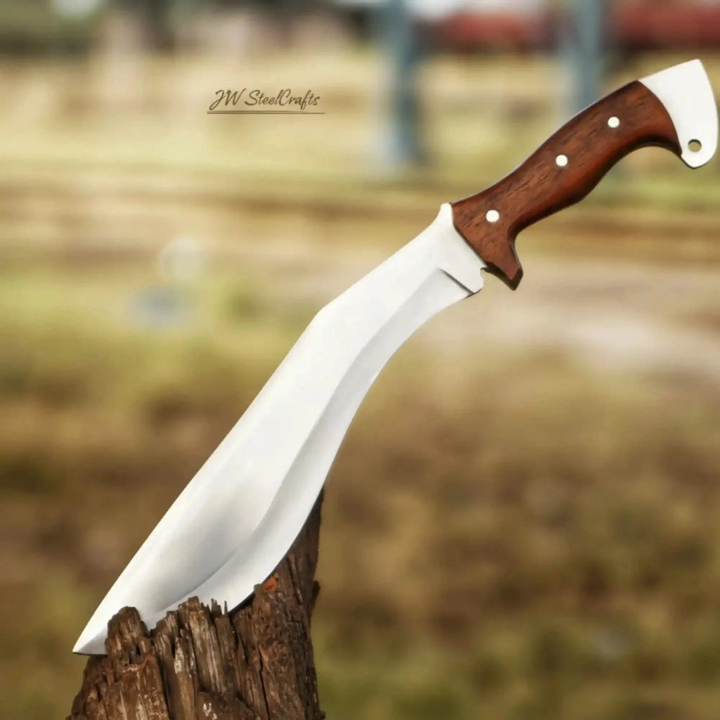 Handmade Gurkha Kukri Knife - Wooden Handle & Curved Blade for Outdoor & Survival Use
