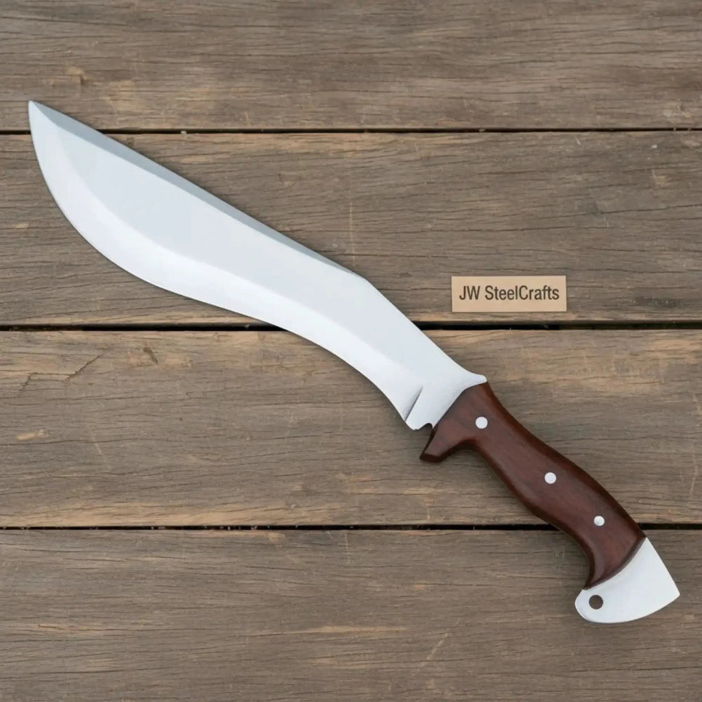 Handmade Gurkha Kukri Knife - Wooden Handle & Curved Blade for Outdoor & Survival Use